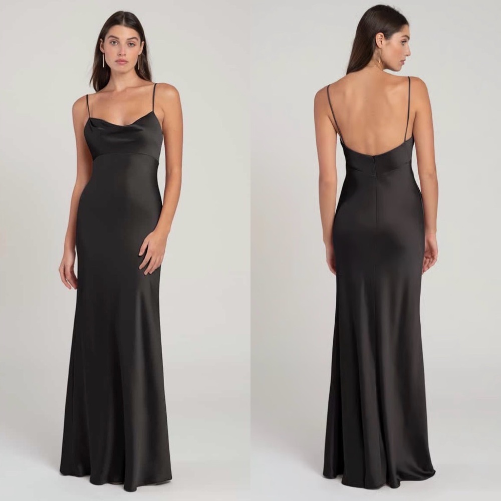 YENNY YOO The Addison satin cowl neck satin slip in black size 4